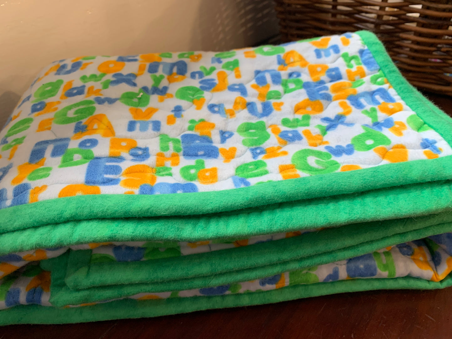 'ABC Flannel' Cot/Throw/Lap Quilt #43 - 103cm x 123cm