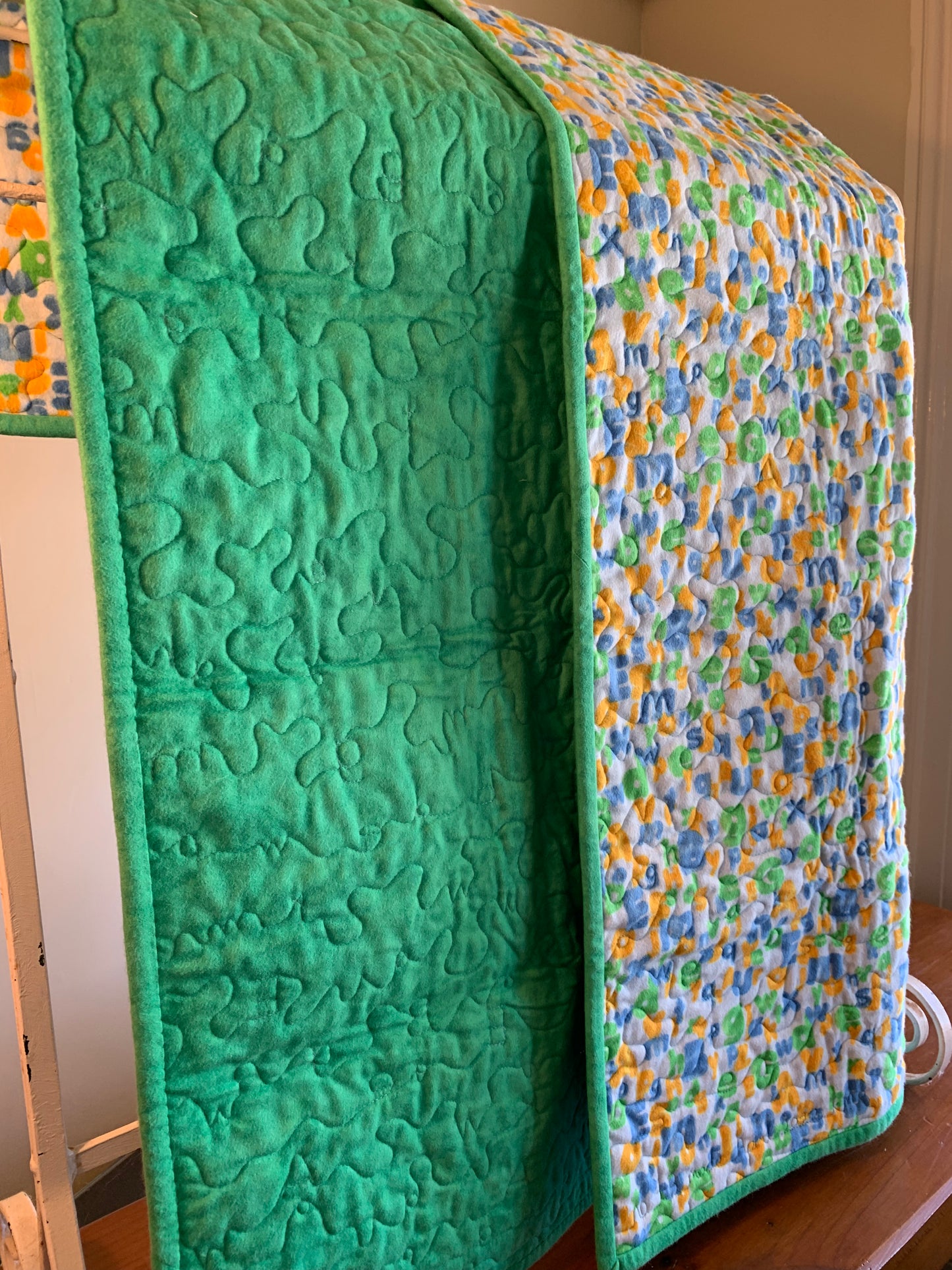 'ABC Flannel' Cot/Throw/Lap Quilt #43 - 103cm x 123cm