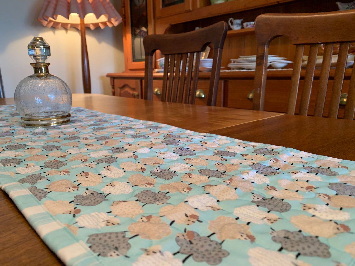 'Stacked Aqua Sheep' Table Runner #SS