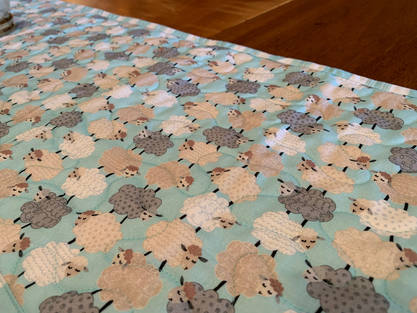 'Stacked Aqua Sheep' Table Runner #SS