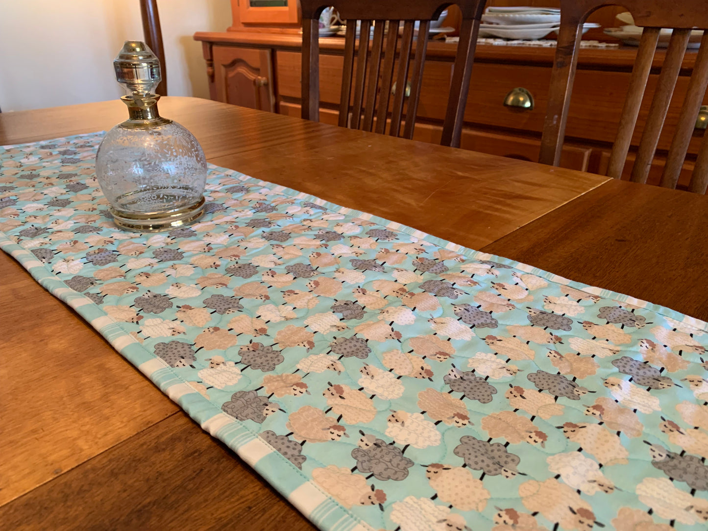 'Stacked Aqua Sheep' Table Runner #SS