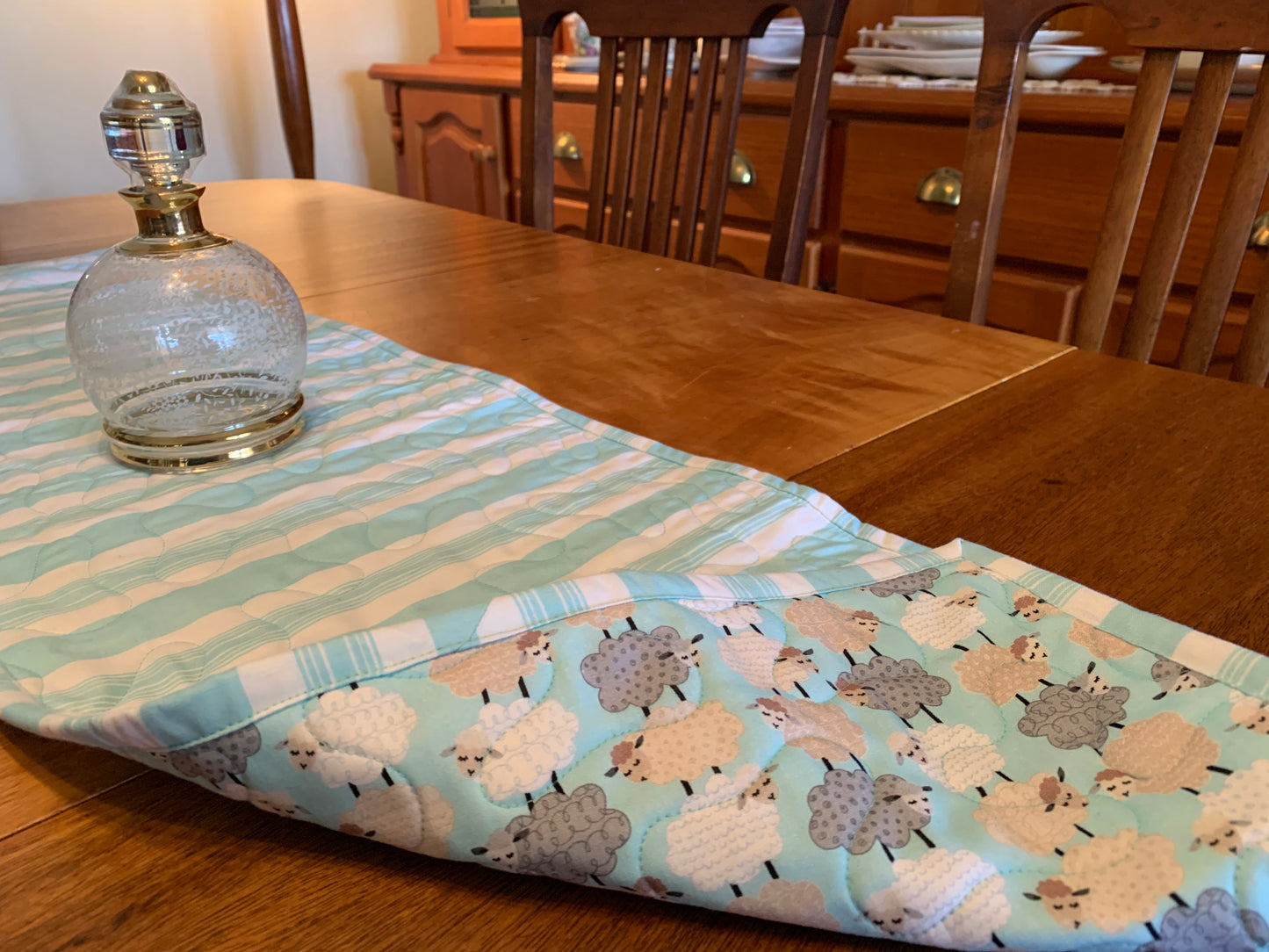 'Stacked Aqua Sheep' Table Runner #SS