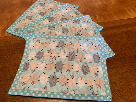 'Stacked Aqua Sheep' Pot holder #SS