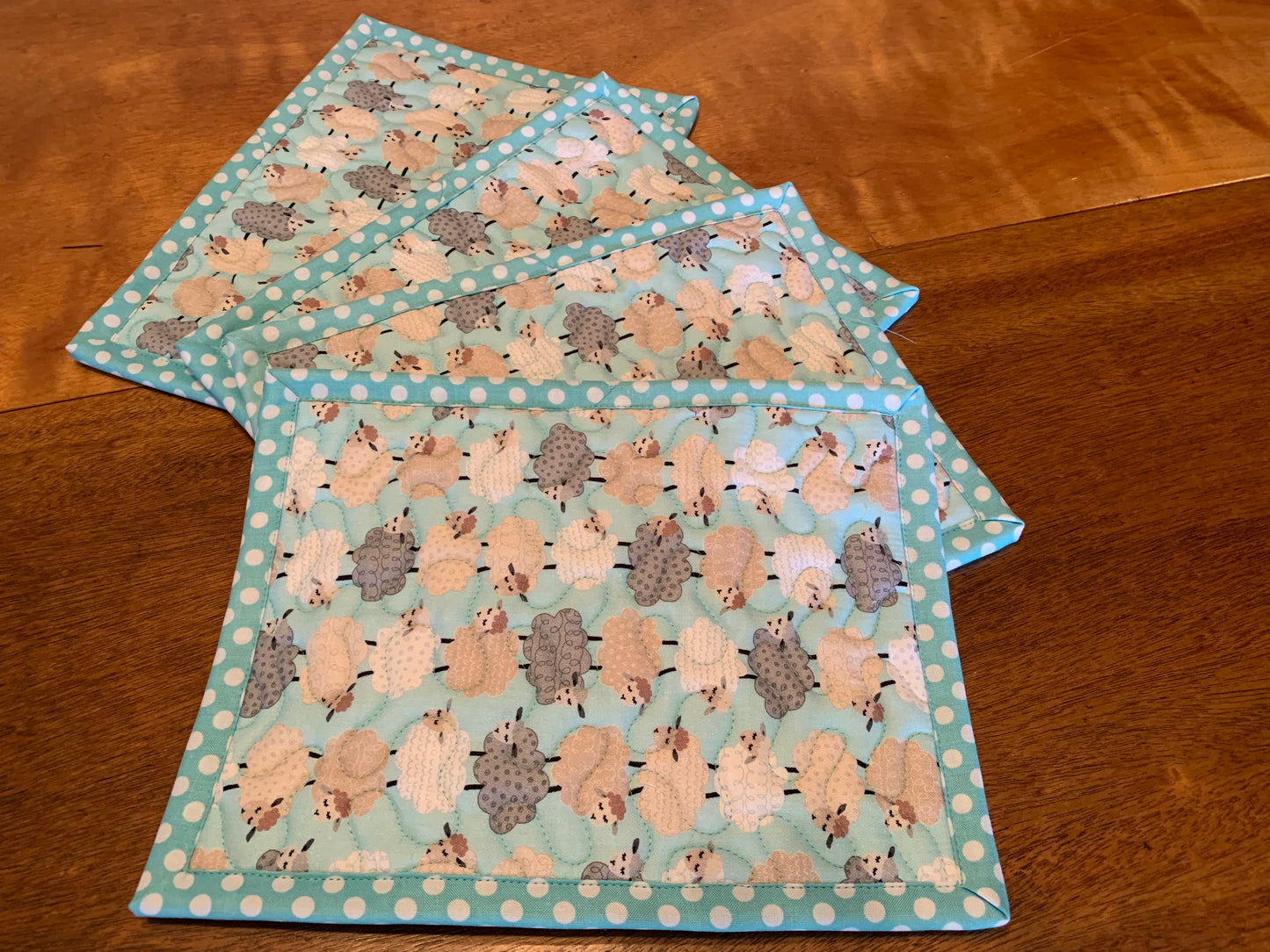 'Stacked Aqua Sheep' Pot holder #SS