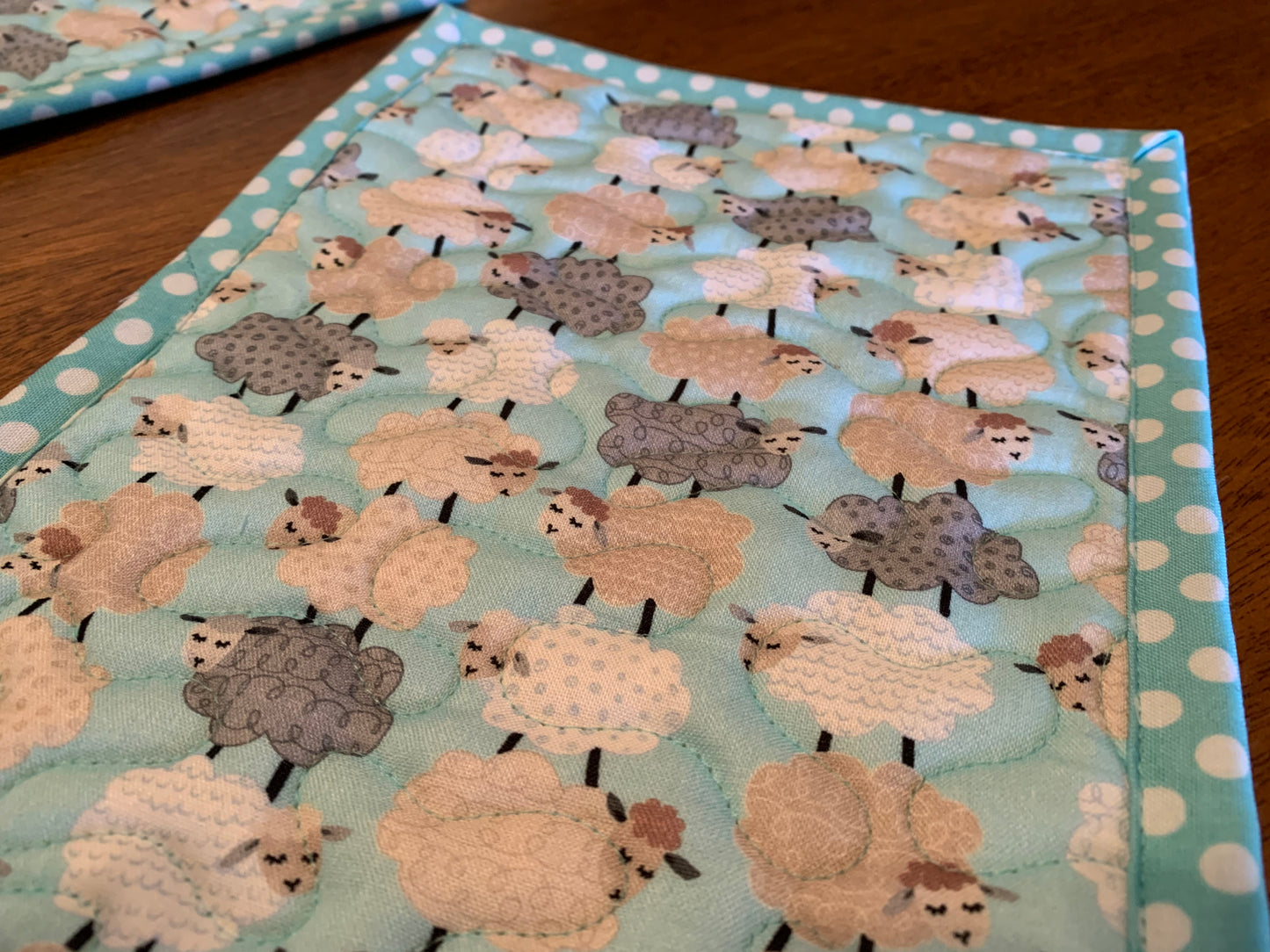 'Stacked Aqua Sheep' Pot holder #SS