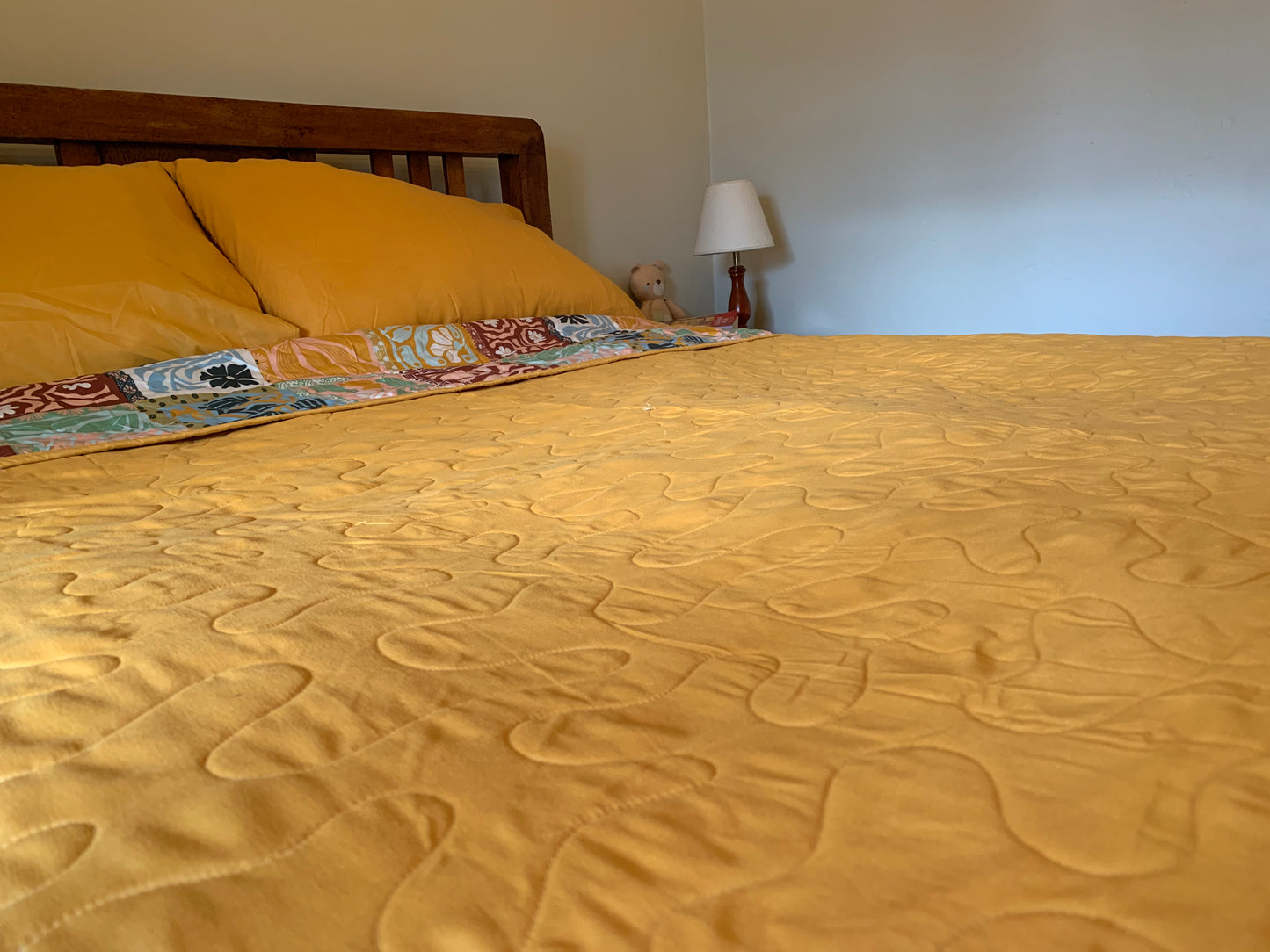 Mustard Retro King Single Bed Quilt #101