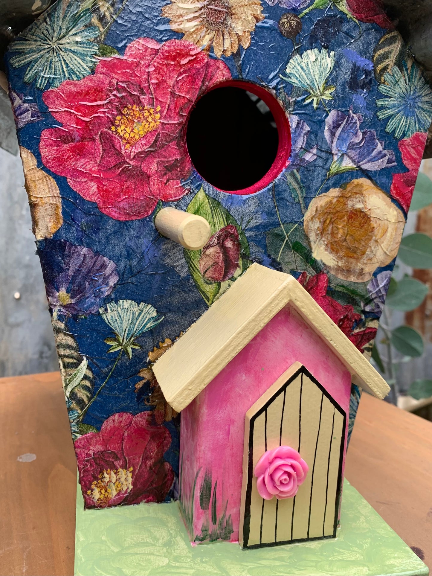 'Blue Flowers' Bird House #225