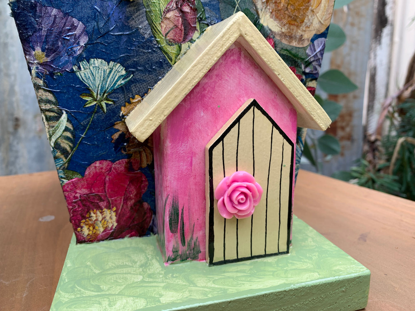 'Blue Flowers' Bird House #225