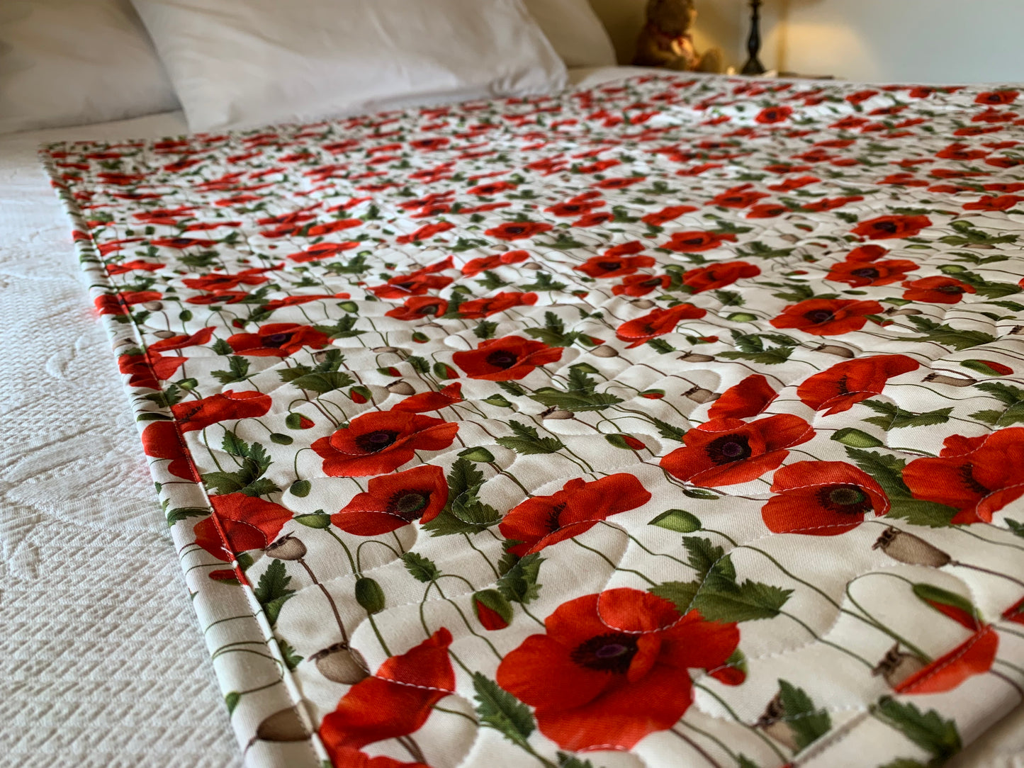 'Poppies' Cot/Throw/Lap Quilt #127 104cm x 124cm