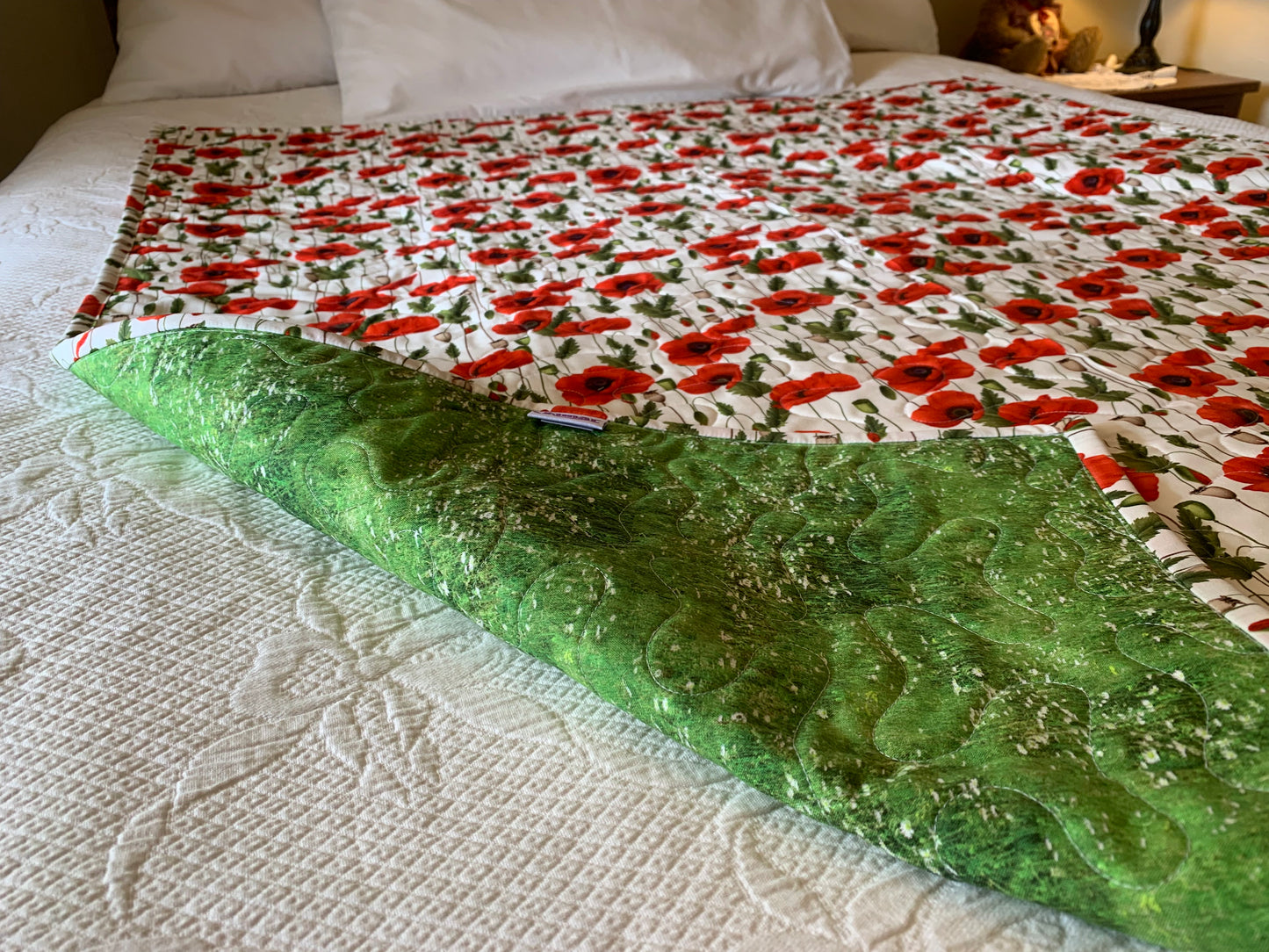 'Poppies' Cot/Throw/Lap Quilt #127 104cm x 124cm