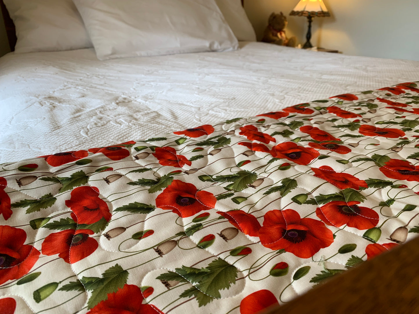 'Poppies' Cot/Throw/Lap Quilt #127 104cm x 124cm